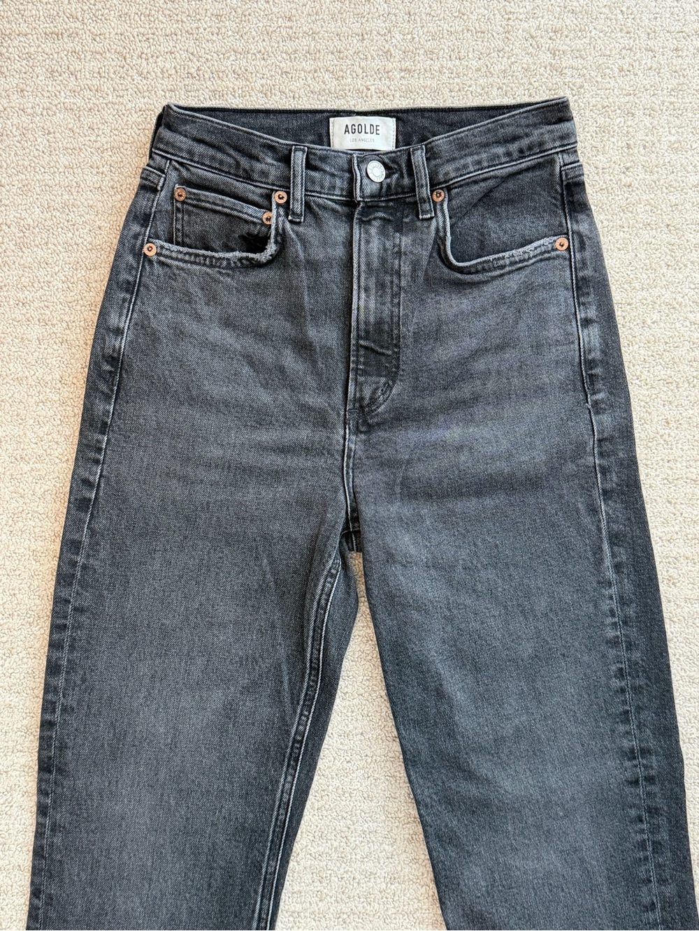 NEW Agolde Black-Charcoal Grey High-Rise Jeans
